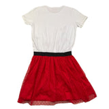 Emc Zweifarbiges Halbarmkleid mit Tüllrock Weiß/Rot für Mädchen