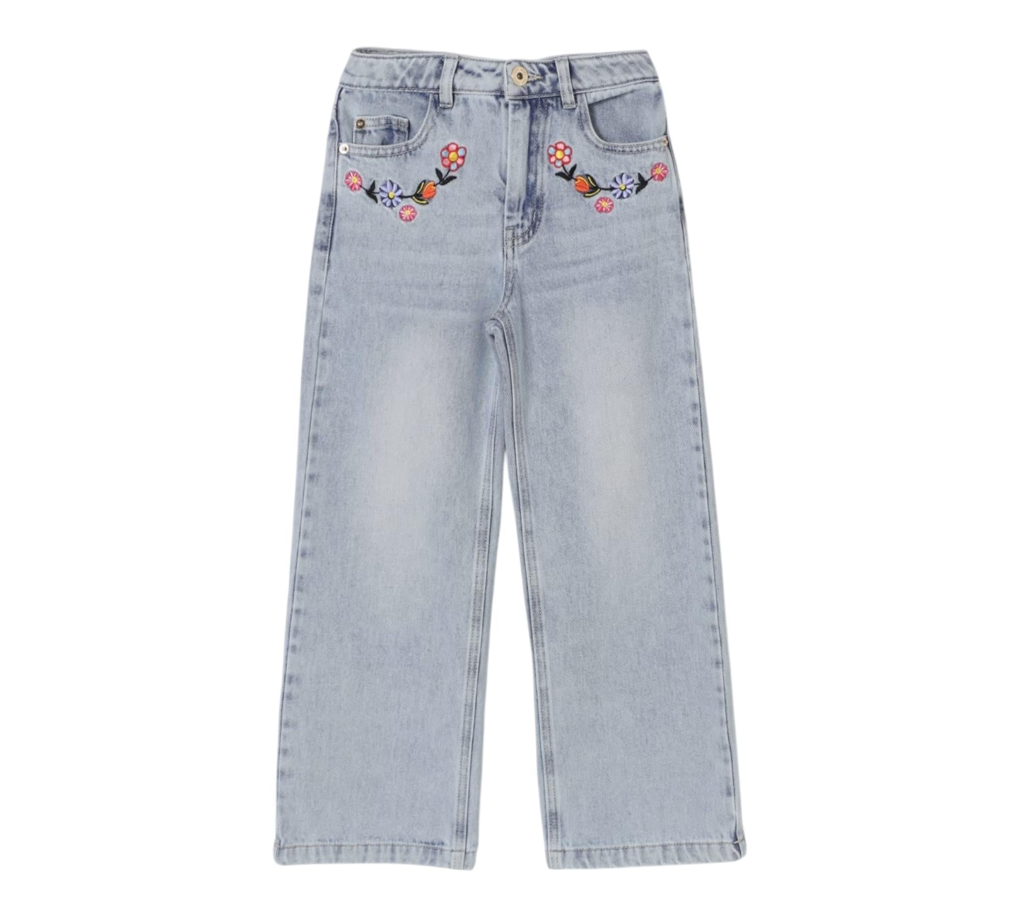 Moschino Jeans Tinta Unita con Ricami per Bambina HDP06B AZZURRO MOSCHINO 