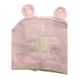 Nanan Einfarbige Mütze mit rosa Bärenstickerei für Babymädchen