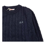 SUN68 maglia girocollo tinta unita con ricamo logo Blu per Bambino K44355XX BLU SUN68 