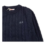 SUN68 maglia girocollo tinta unita con ricamo logo Blu per Bambino K44355XX BLU SUN68 