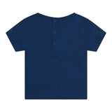 Carre'Ment Beau T-Shirt Rundhalsausschnitt Einfarbig mit Kontrastdruck Blau Für Neugeborene