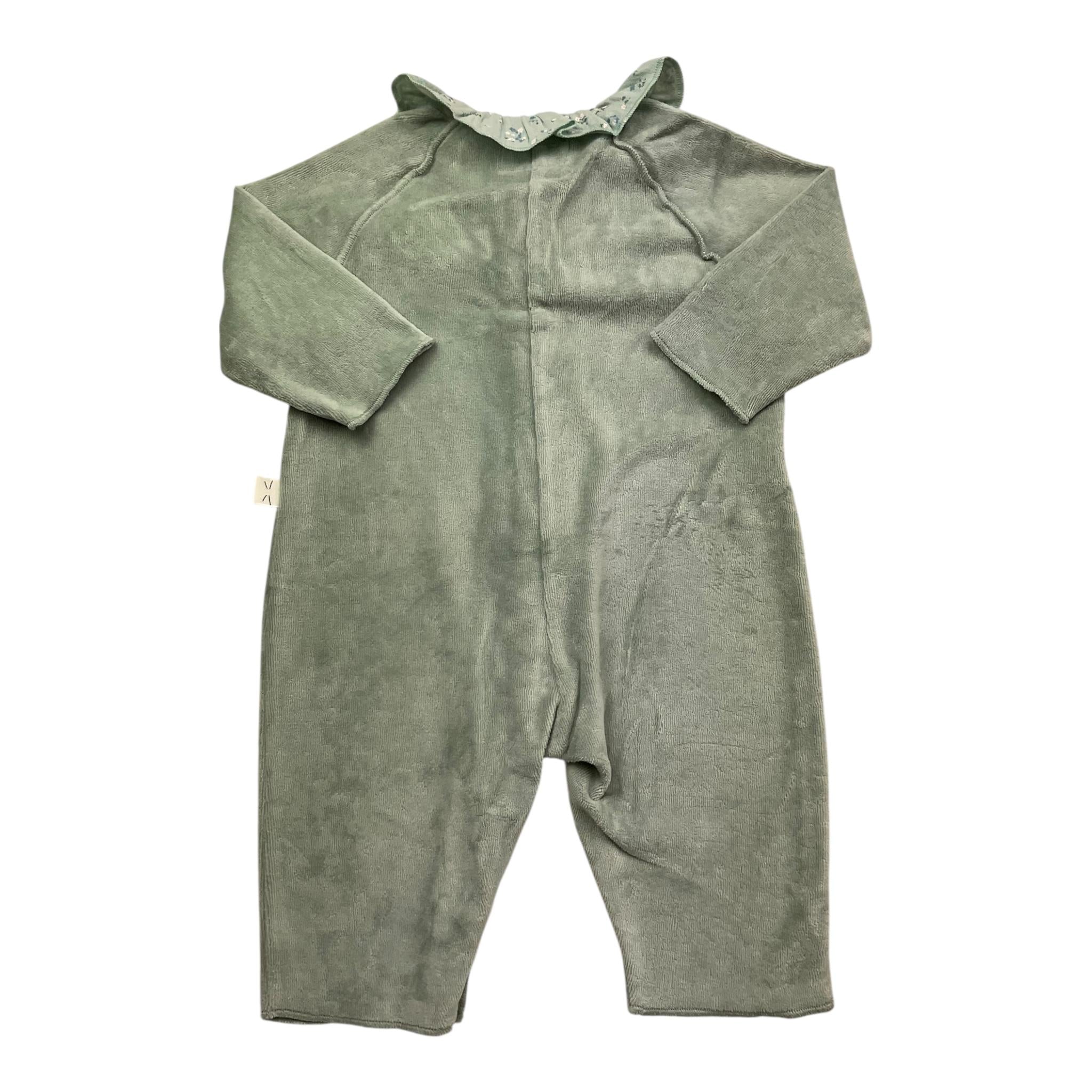 TEDDY E MINOU tutina tinta unita con colletto fantasia fiori Verde per Neonata I24TU040M0137 VERDE TEDDY E MINOU 