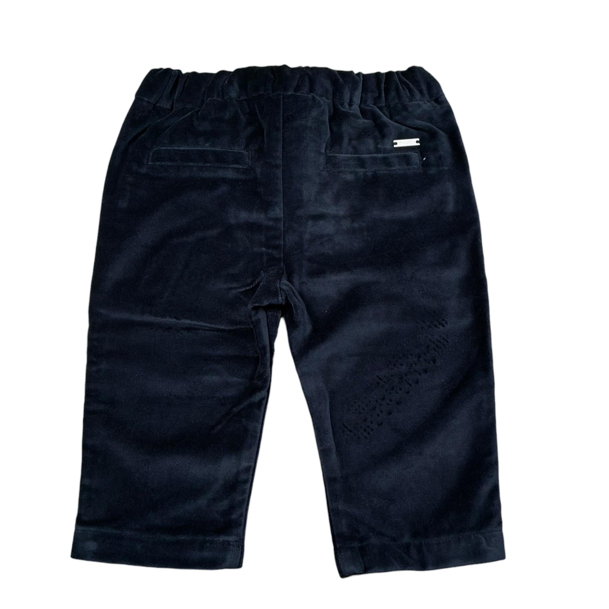 Mini Banda Pantalone Tinta Unita In Velluto per Neonato 3A620 BLU MINI BANDA 