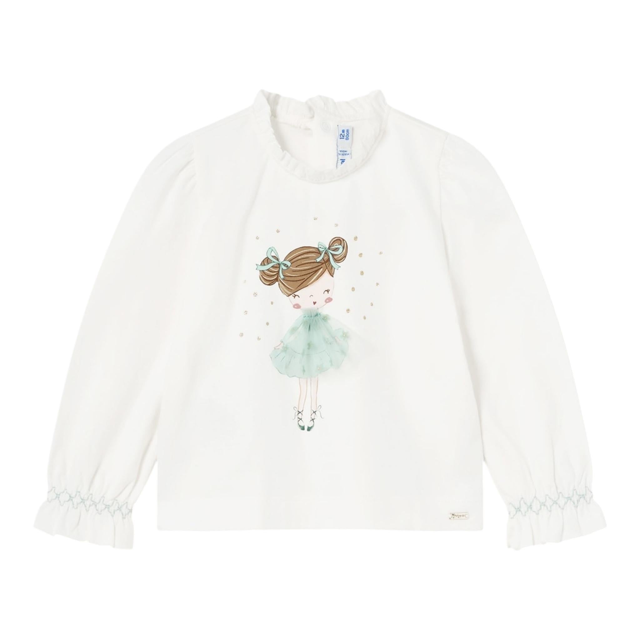MAYORAL shirt girocollo tinta unita con stampa in contrasto Bianco per Neonata 204878 BIANCO MAYORAL 