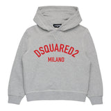 DSQUARED2 felpa chiusa con cappuccio tinta unita con stampa logo Grigio per Bambino DQ2616 GRIGIO DSQUARED2 