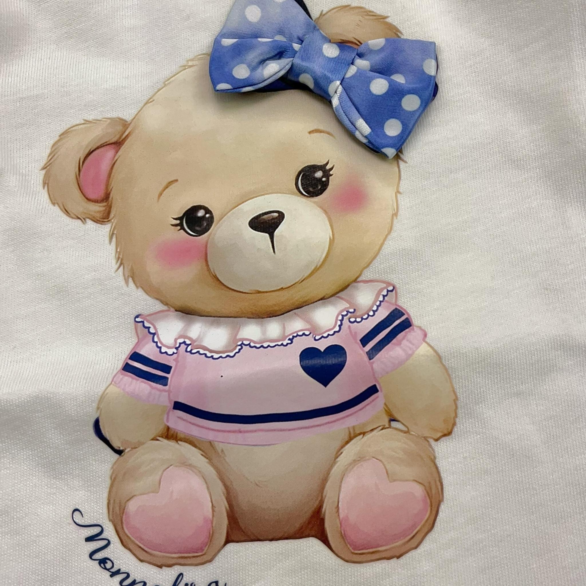 Monnalisa Shirt Girocollo Tinta Unita con Stampa per Neonata 39D611 BIANCO MONNALISA 