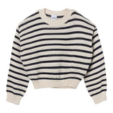 Aspesi Zweifarbiger Pullover mit Streifenmuster und cremefarbener Stickerei für Mädchen