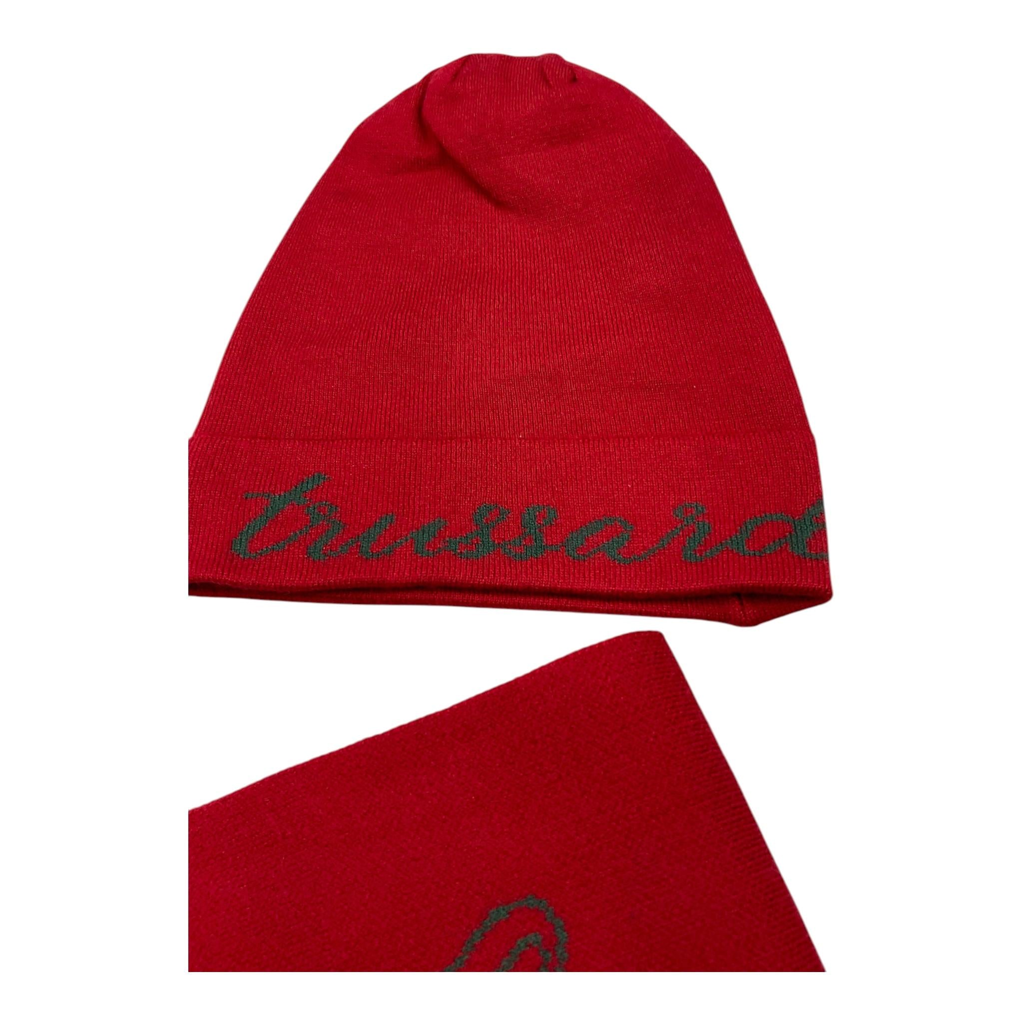 TRUSSARDI set cappello-sciarpa bicolore con stampa Rosso per Bambina TGA25007HS ROSSO TRUSSARDI 