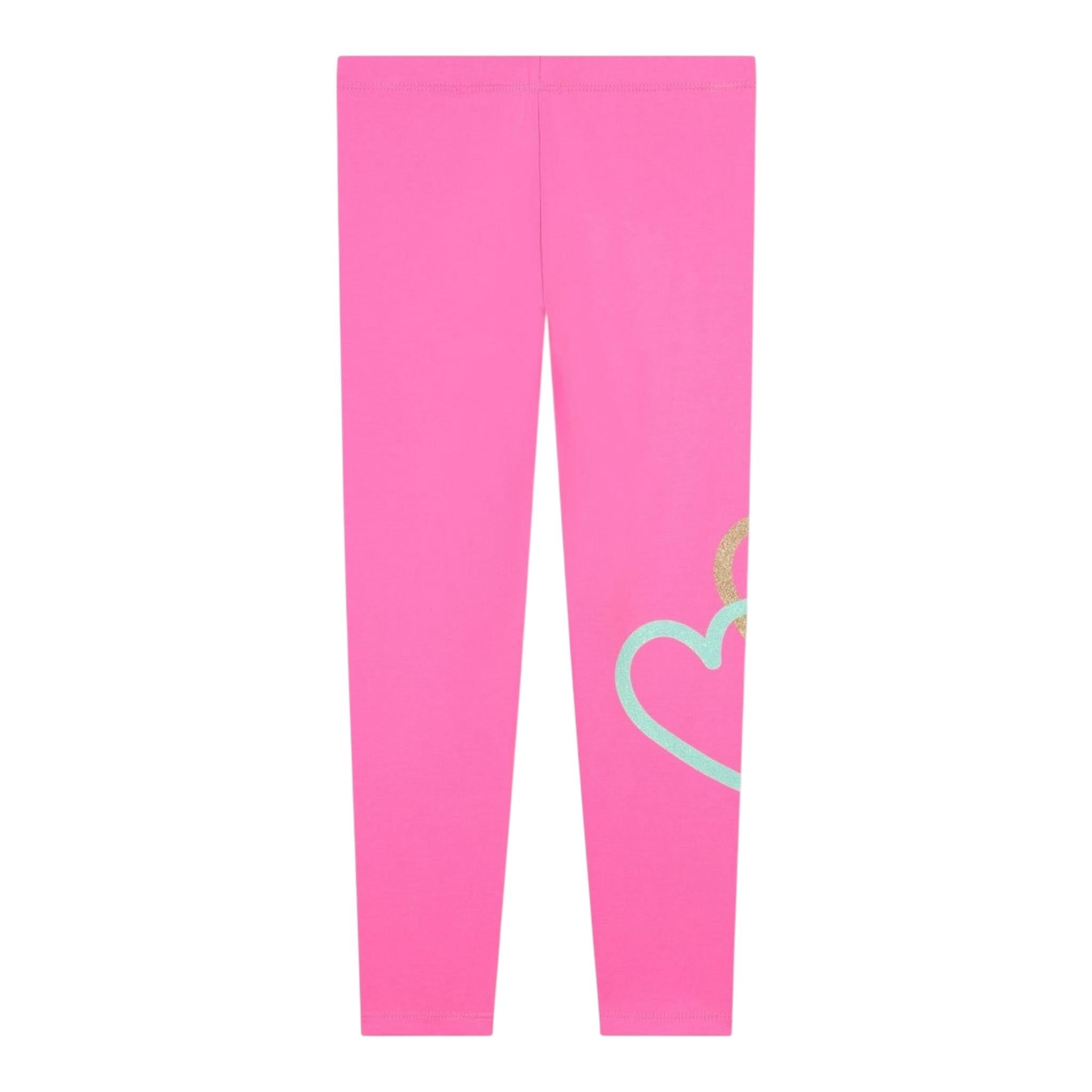 BillIEBLUSH leggins tinta unita con stampe cuori Rosa fluo per Bambina U20443X ROSA FLUO BillIEBLUSH 