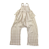 Petit Indi Tuta Intera Bicolore con Fantasia A Quadri per Bambina SS25B2115 BIANCO/BEIGE PETIT INDI 