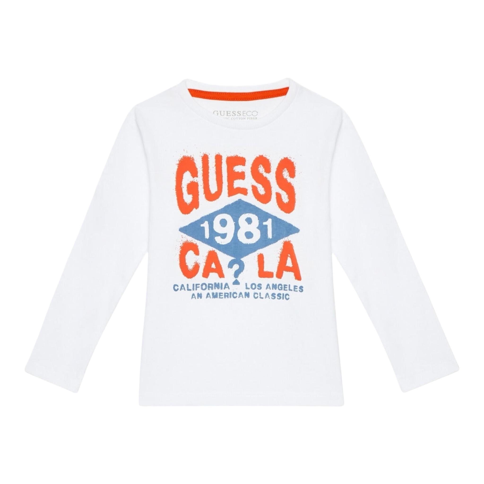 GUESS shirt girocollo tinta unita con stampa in contrasto Bianco per Neonato N4BI01I3Z4 BIANCO GUESS 