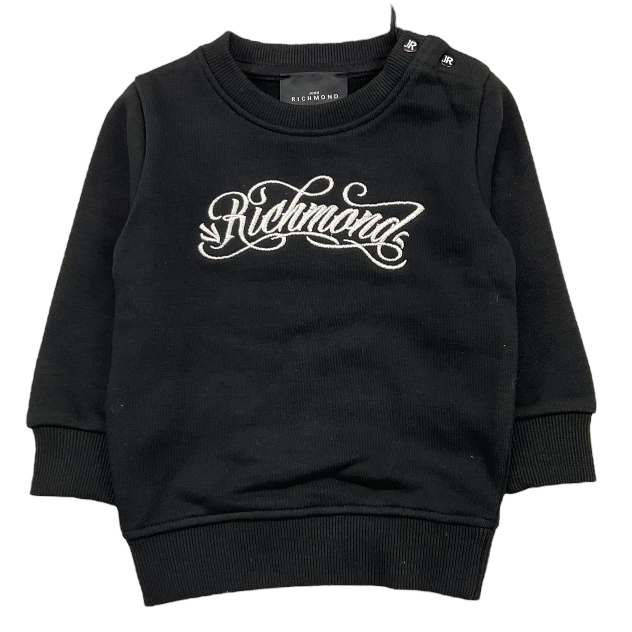 JOHN RICHMOND felpa chiusa girocollo tinta unita con stampa in contrasto Nero per Neonato RIA25031FE NERO JOHN RICHMOND 