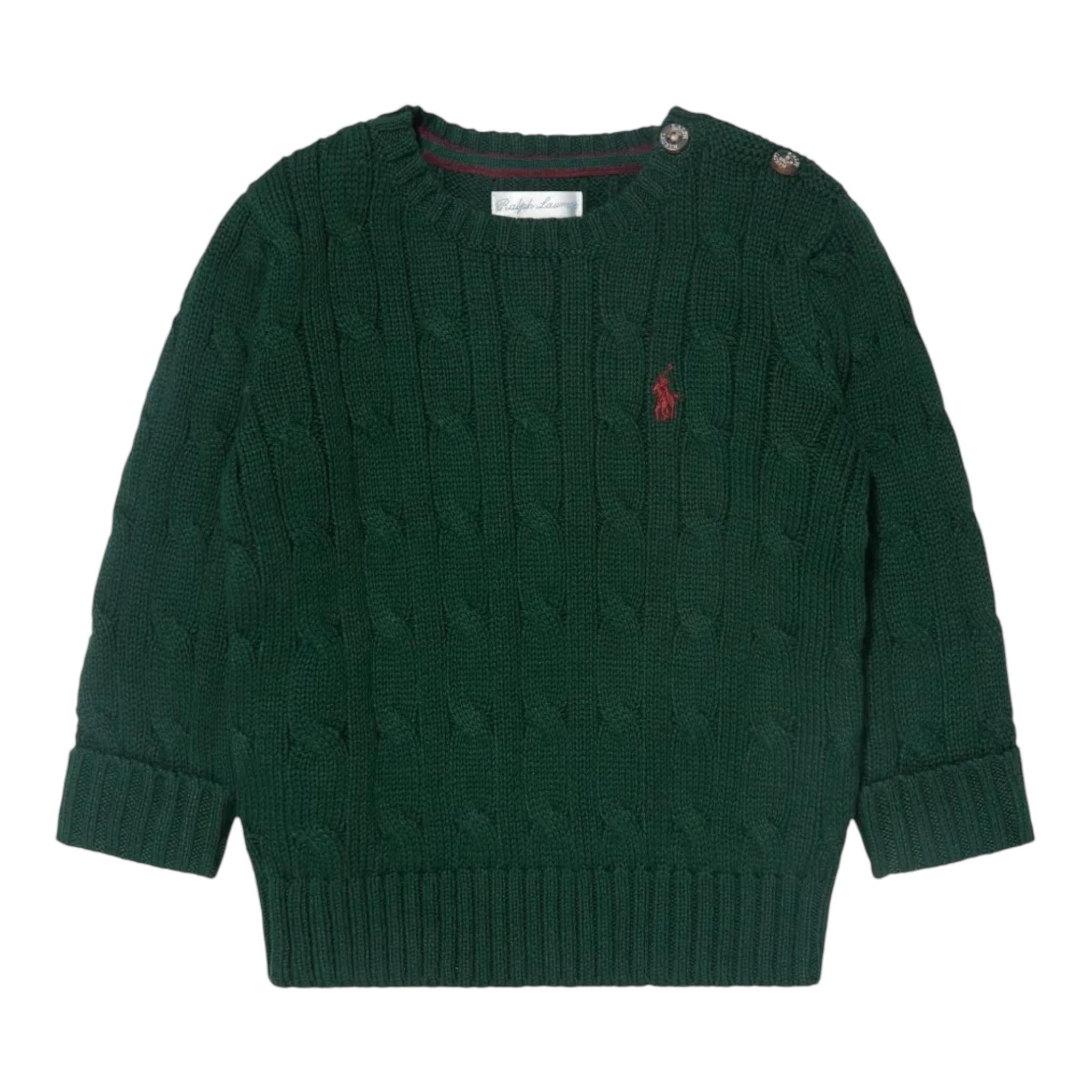 RALPH LAUREN maglia tinta unita con logo Verde per Bambino 320702674054J VERDE RALPH LAUREN 