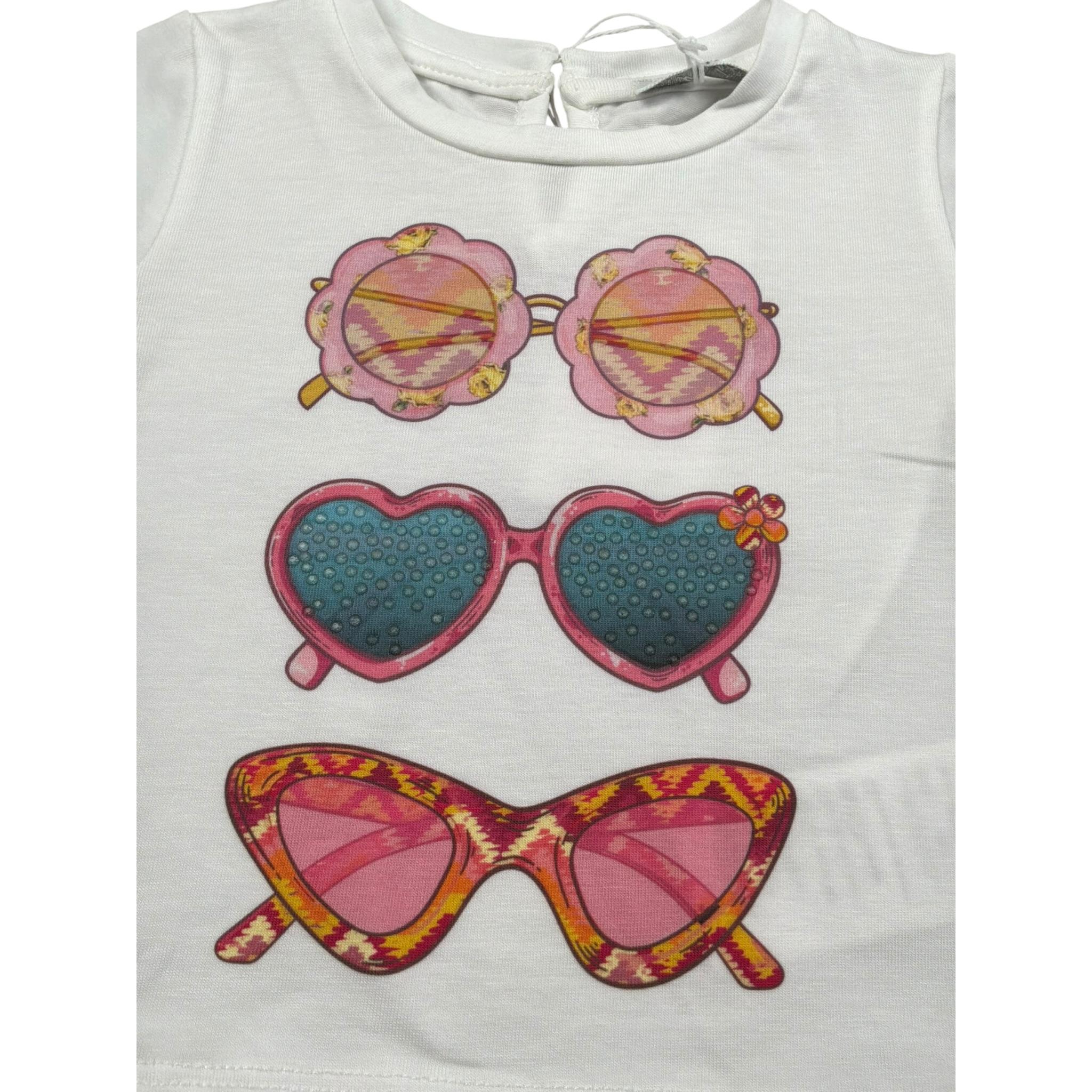 M+E' T-Shirt Girocollo Tinta Unita con Stampa per Bambina UE1860JX BIANCO M+E' 