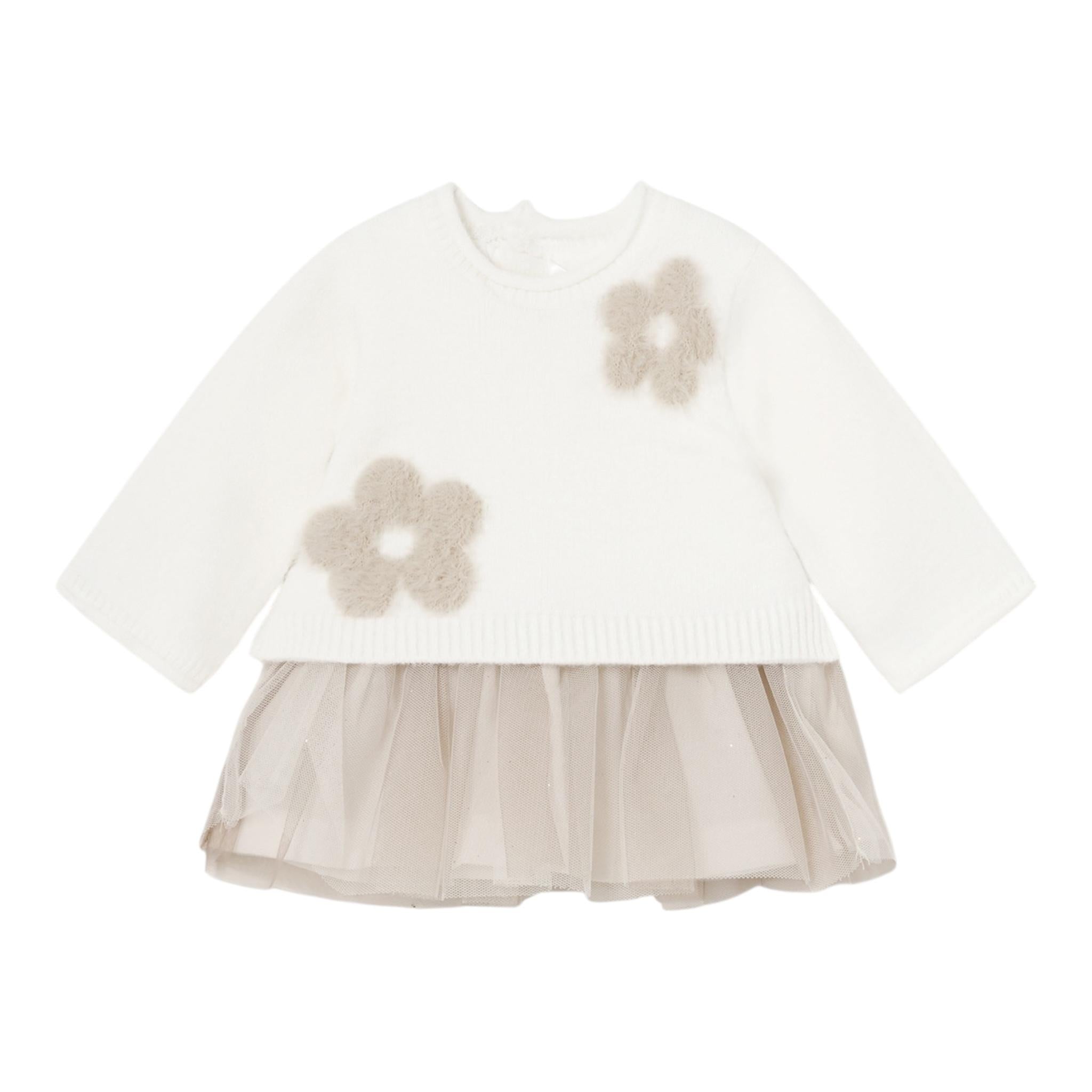 MAYORAL abito tinta unita con tulle Panna per Neonata 2806 PANNA MAYORAL 
