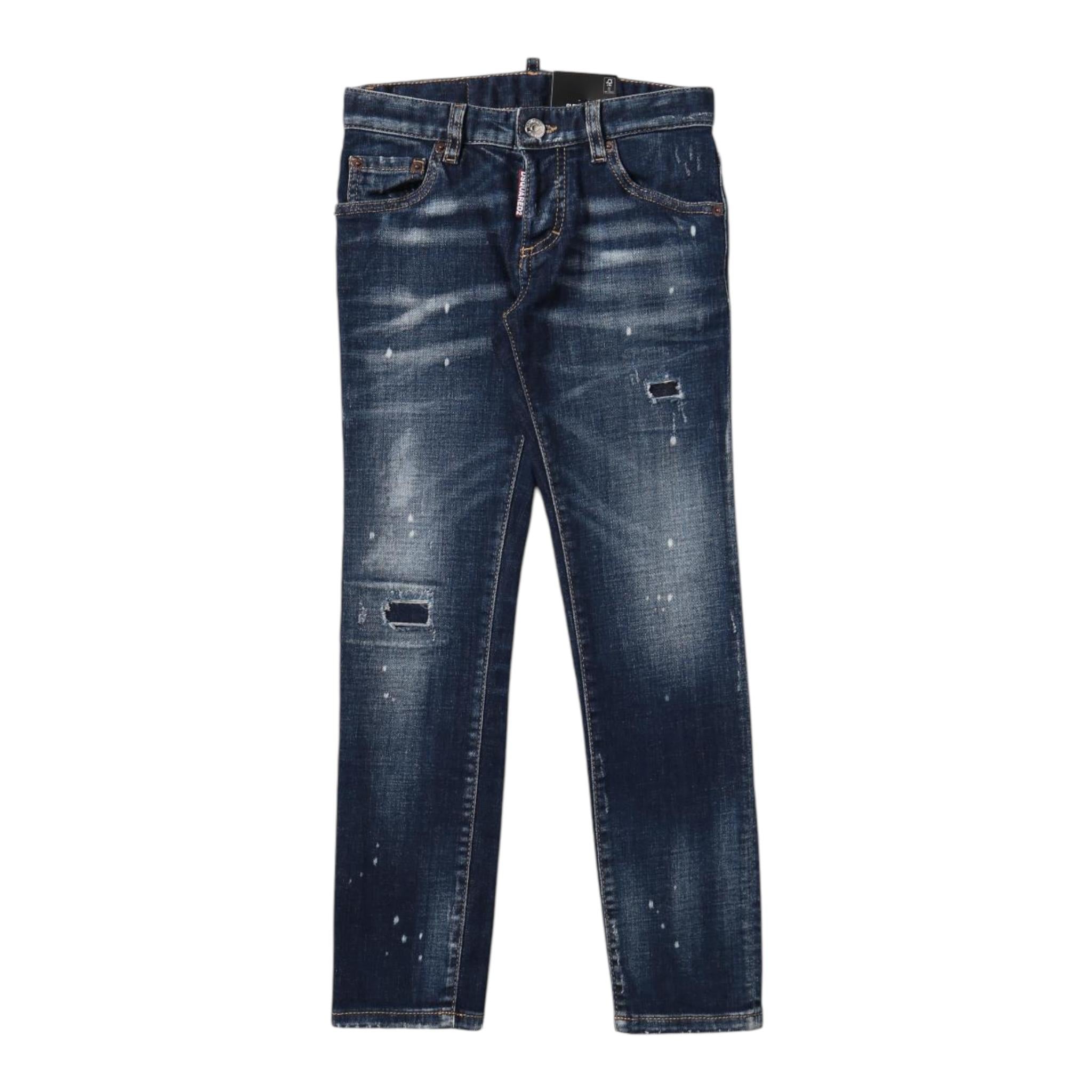 DSQUARED2 jeans tinta unita con strappi Blu per Bambino DQ01Q3 BLU DSQUARED2 