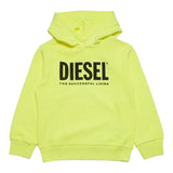 Diesel Kapuzenpullover einfarbig mit Kontrastdruck fluoreszierendes Gelb für Jungen