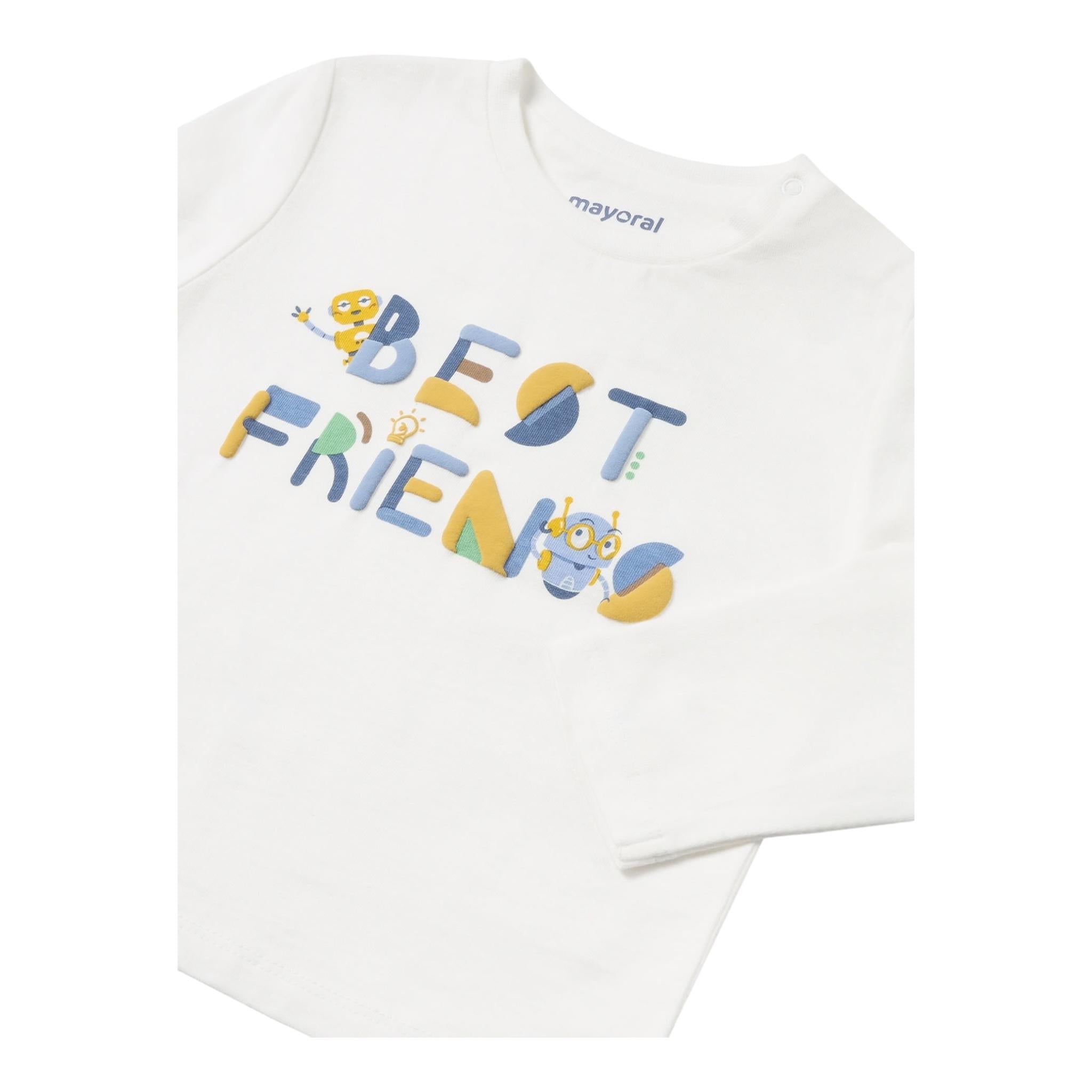 MAYORAL shrit girocollo tinta unita con stampa in contrasto Bianco per Neonato 2039 BIANCO MAYORAL 