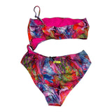 4Giveness – Einteiliger Badeanzug in Volltonfarbe mit Fuchsia-Muster für Mädchen
