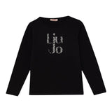 LIU JO shirt girocollo tinta unita con stampa e applicazioni Blu per Bambina GF4093X BLU LIU JO 