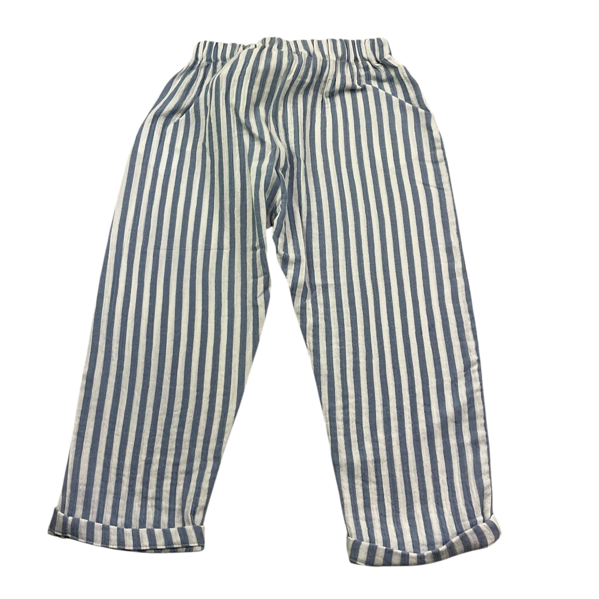 Petit Indi Pantalone Tinta Unita con Fantasia A Righe per Bambino SS25BK8238 AZZURRO PETIT INDI 