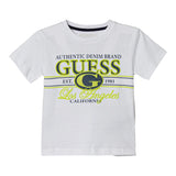 Guess T-Shirt Girocollo Tinta Unita con Stampe per Neonato N5RI23K8HM4 BIANCO GUESS 