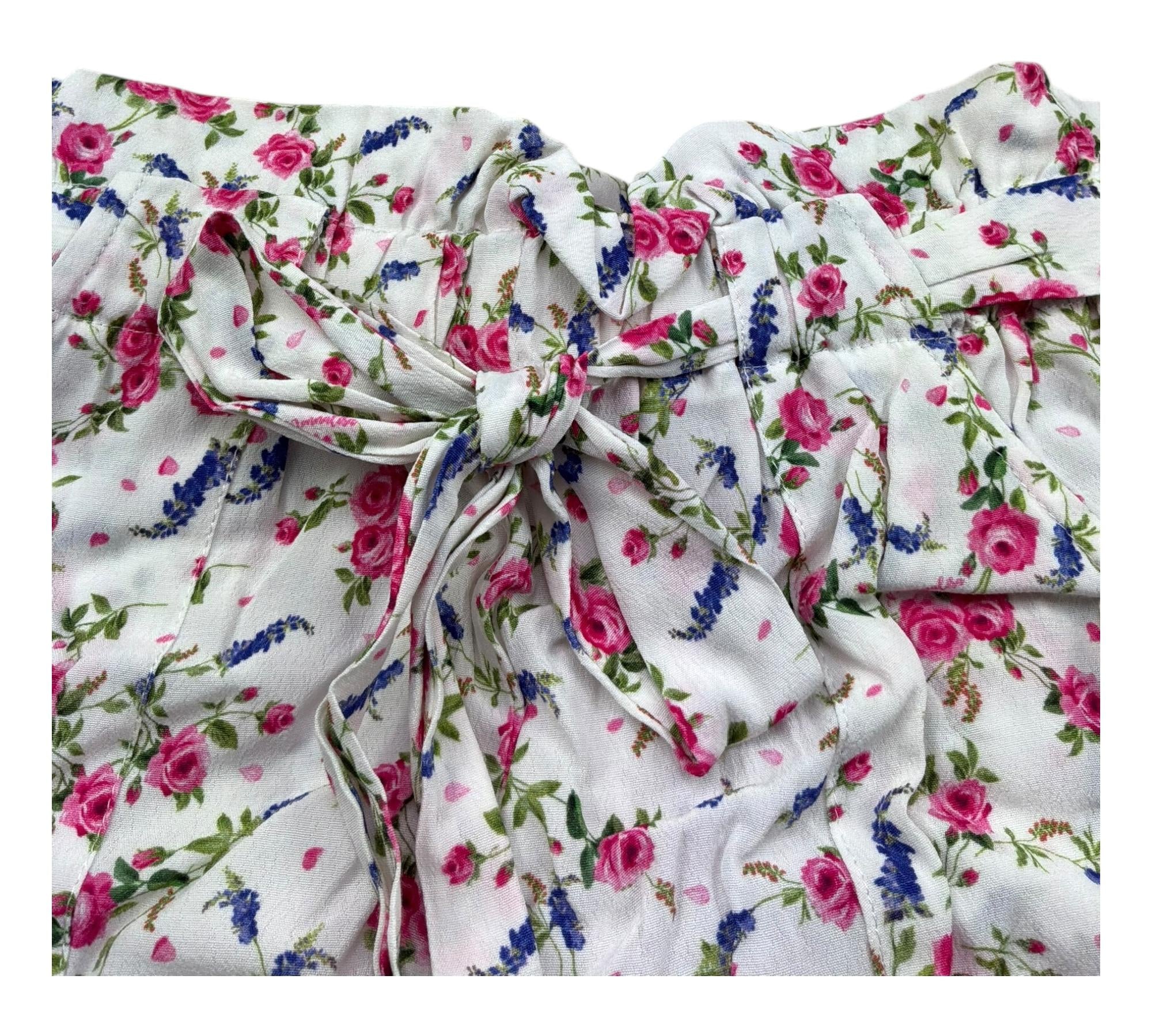 Monnalisa Short Tinta Unita Fantasia Floreale per Bambina 113413 BIANCO MONNALISA 