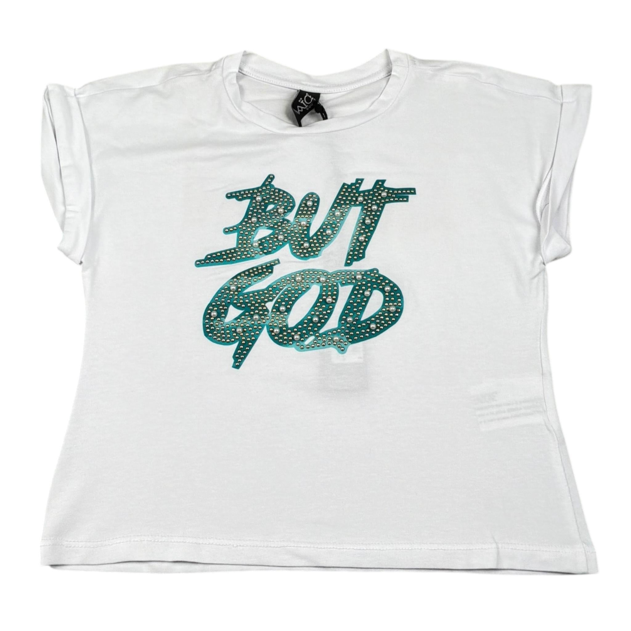 Naice Canotta Tinta Unita con Stampa per Bambina 27143 BIANCO NAICE 