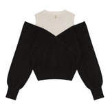 PATRIZIA PEPE maglia girocollo tinta unita con finta canotta Bianco/nero per Bambina 7K0042XXX BIANCO/NERO PATRIZIA PEPE 