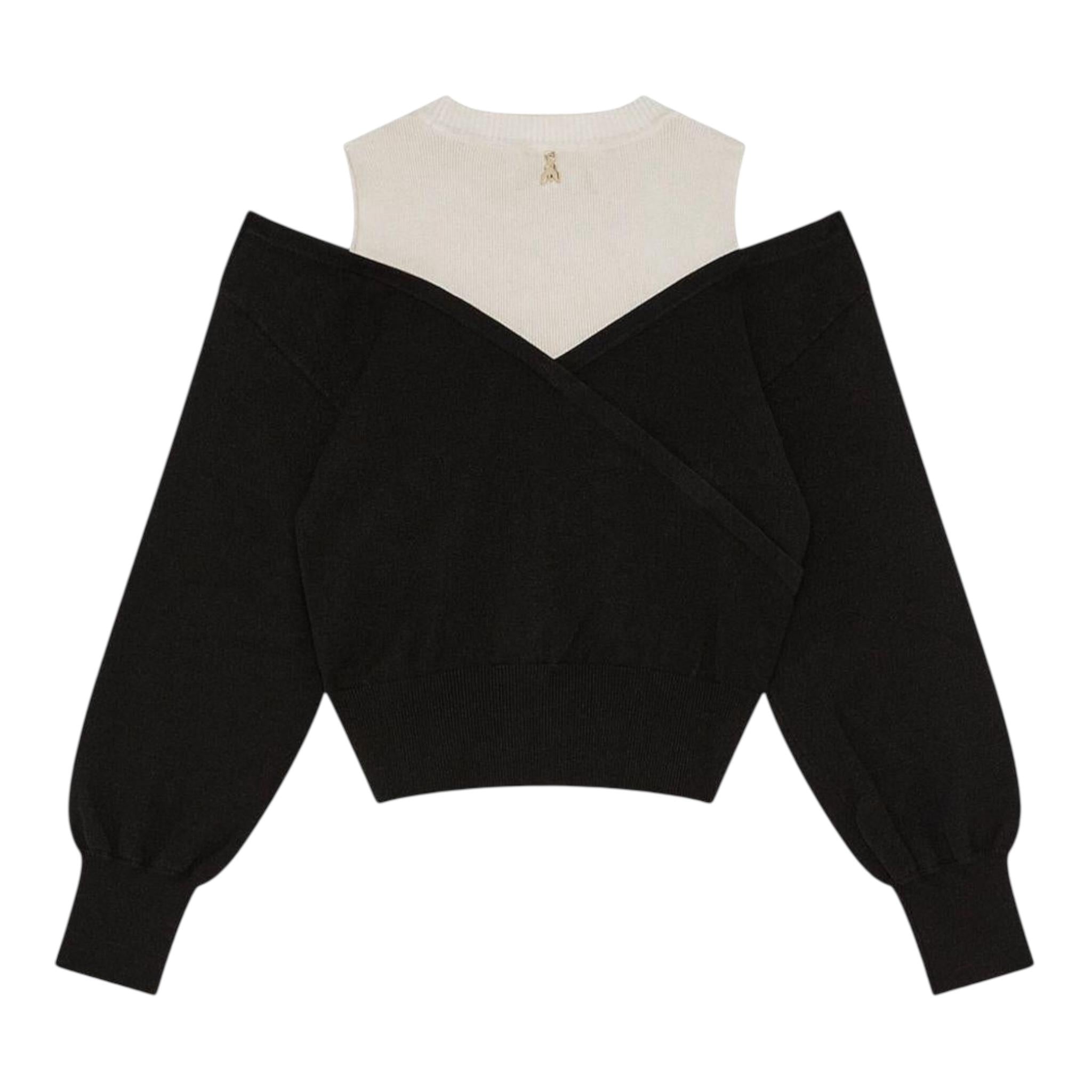 PATRIZIA PEPE maglia girocollo tinta unita con finta canotta Bianco/nero per Bambina 7K0042XXX BIANCO/NERO PATRIZIA PEPE 