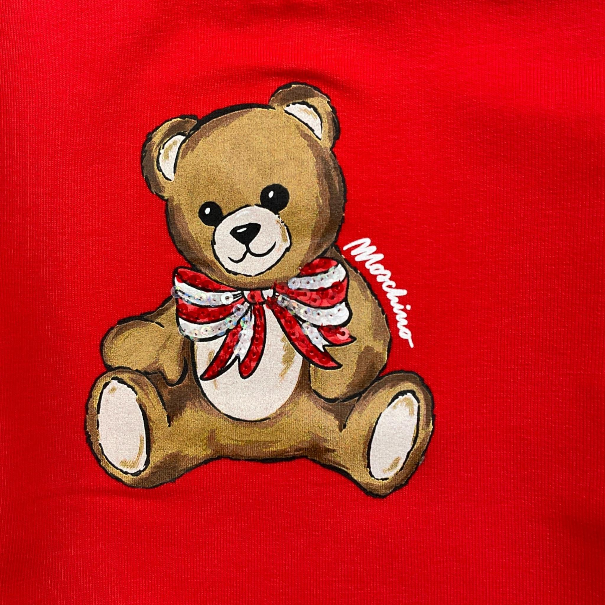 MOSCHINO felpa girocollo tinta unita con stampa Rosso per Neonata MFF02K ROSSO MOSCHINO 