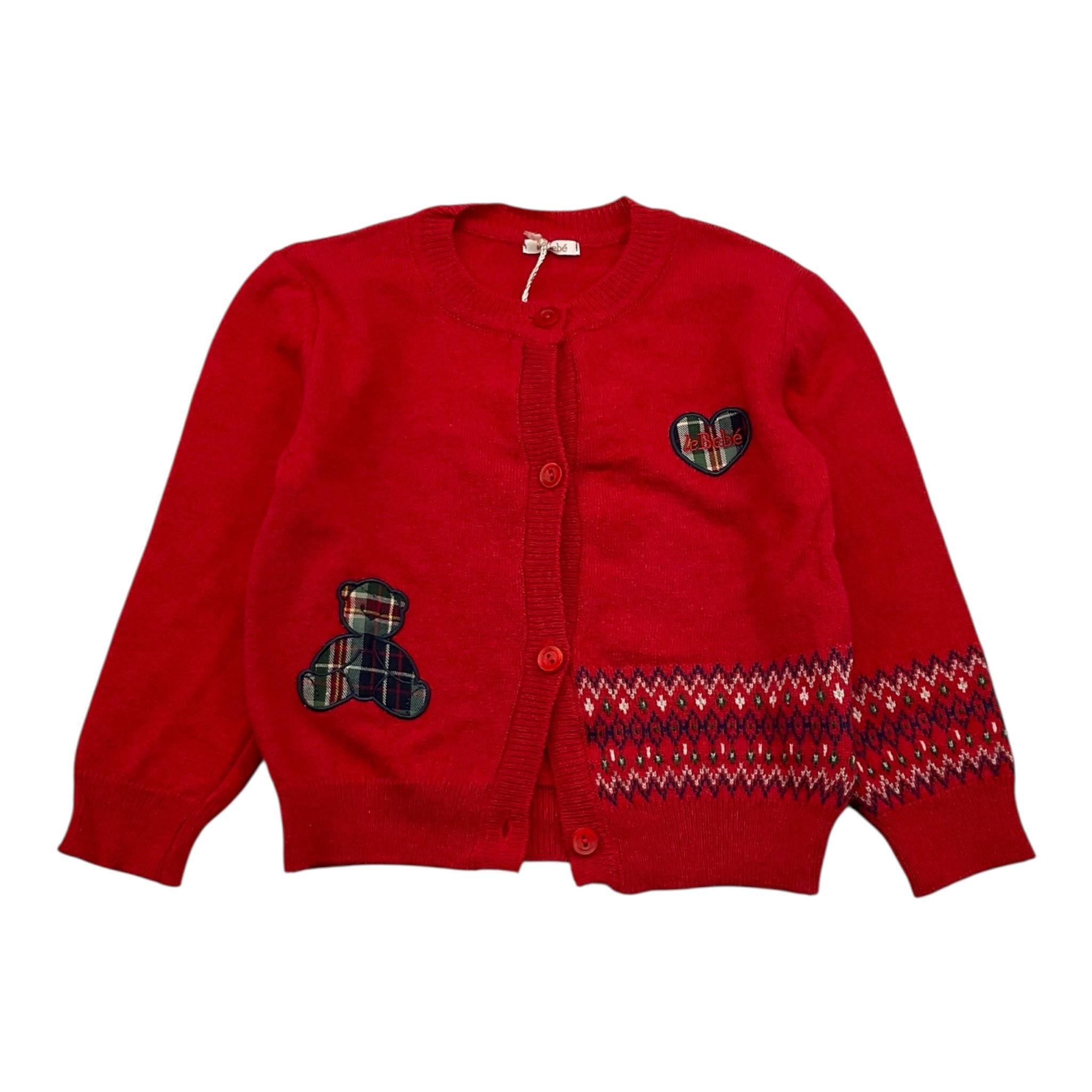 LE BEBE' cardigan tinta unita con stampa Rosso per Neonato LBG4991 ROSSO LE BEBE' 