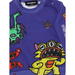 Dsquared2 Felpa Chiusa Girocollo tinta unita con Stampa Viola per Neonato DQ1883 VIOLA DSQUARED2 