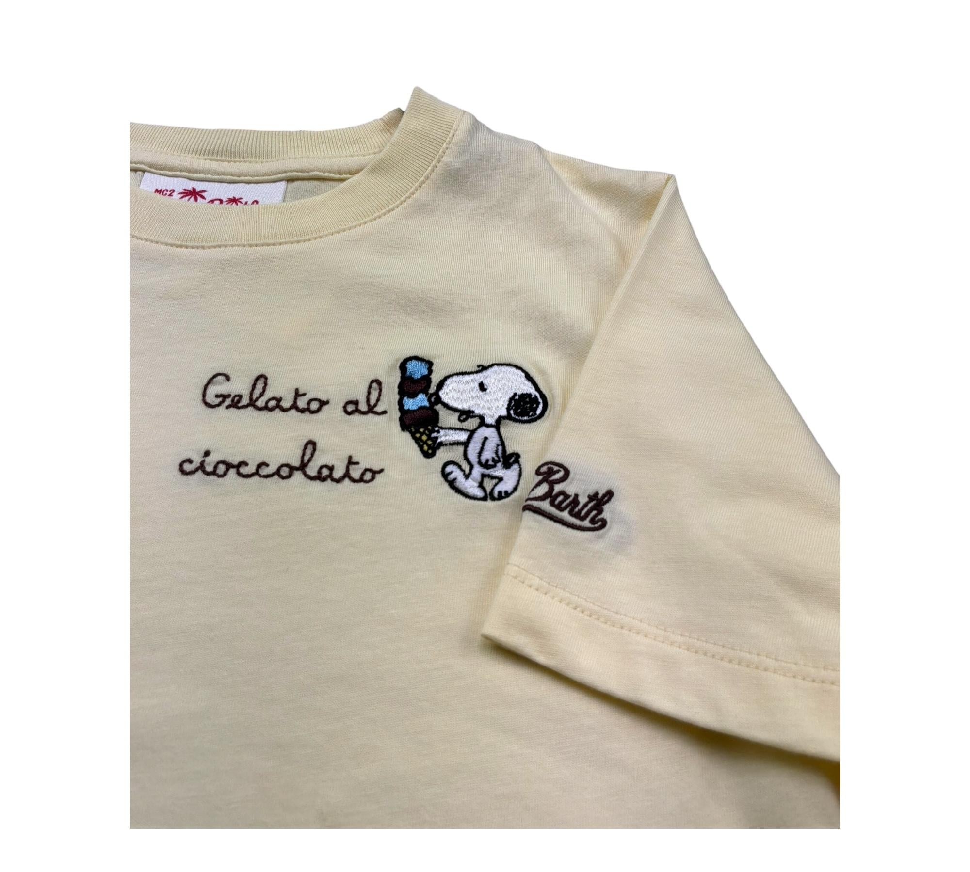 Saint Barth T-Shirt Girocollo Tinta Unita con Stampa per Bambino POT0002010 GIALLO SAINT BARTH 