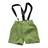 Never Too Einfarbige Bermuda-Shorts mit Hosenträgern Grün für Neugeborene