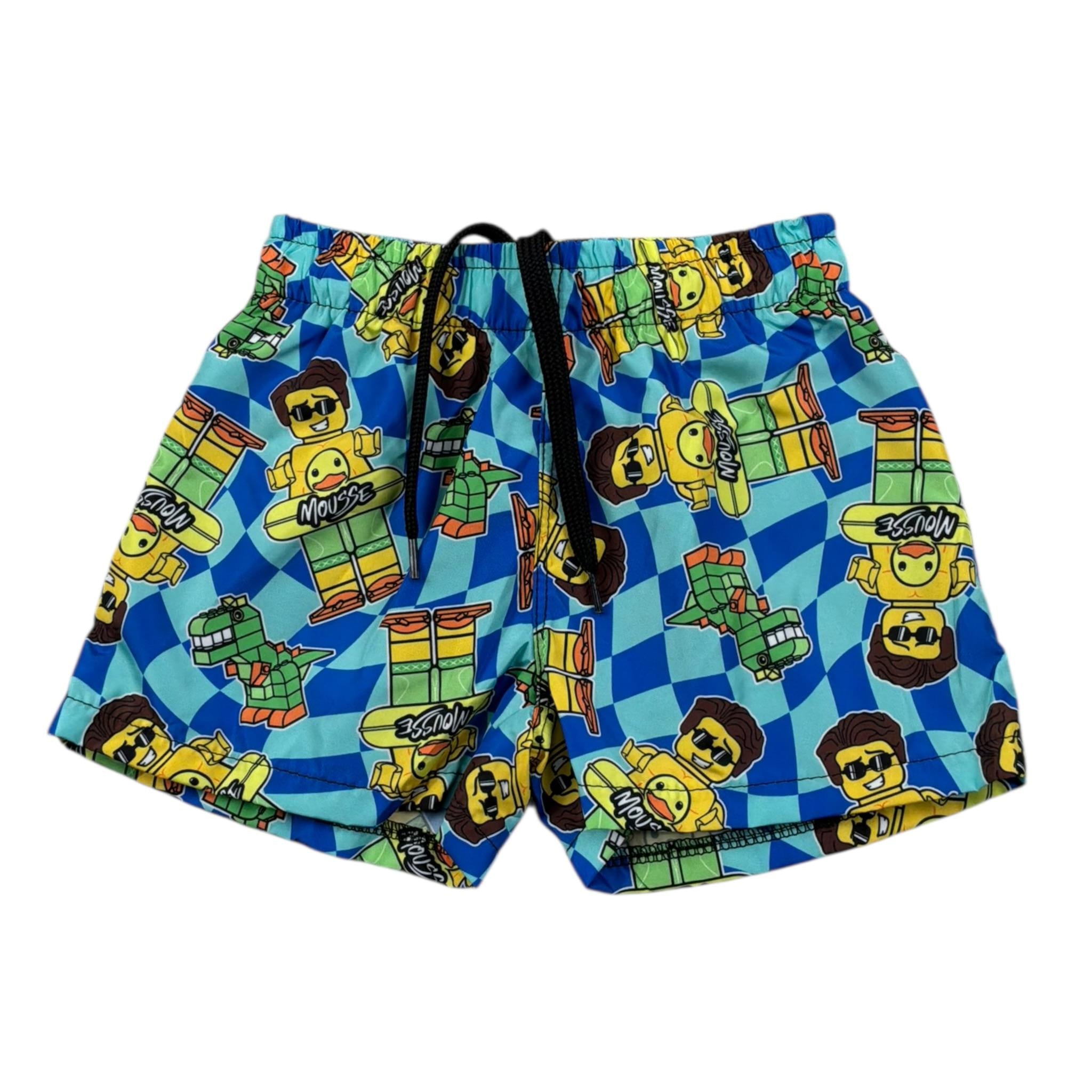 Mousse Costume Modello Bermuda Tinta Unita con Stampa per Bambino DINOBEACH VERDE ACQUA MOUSSE 