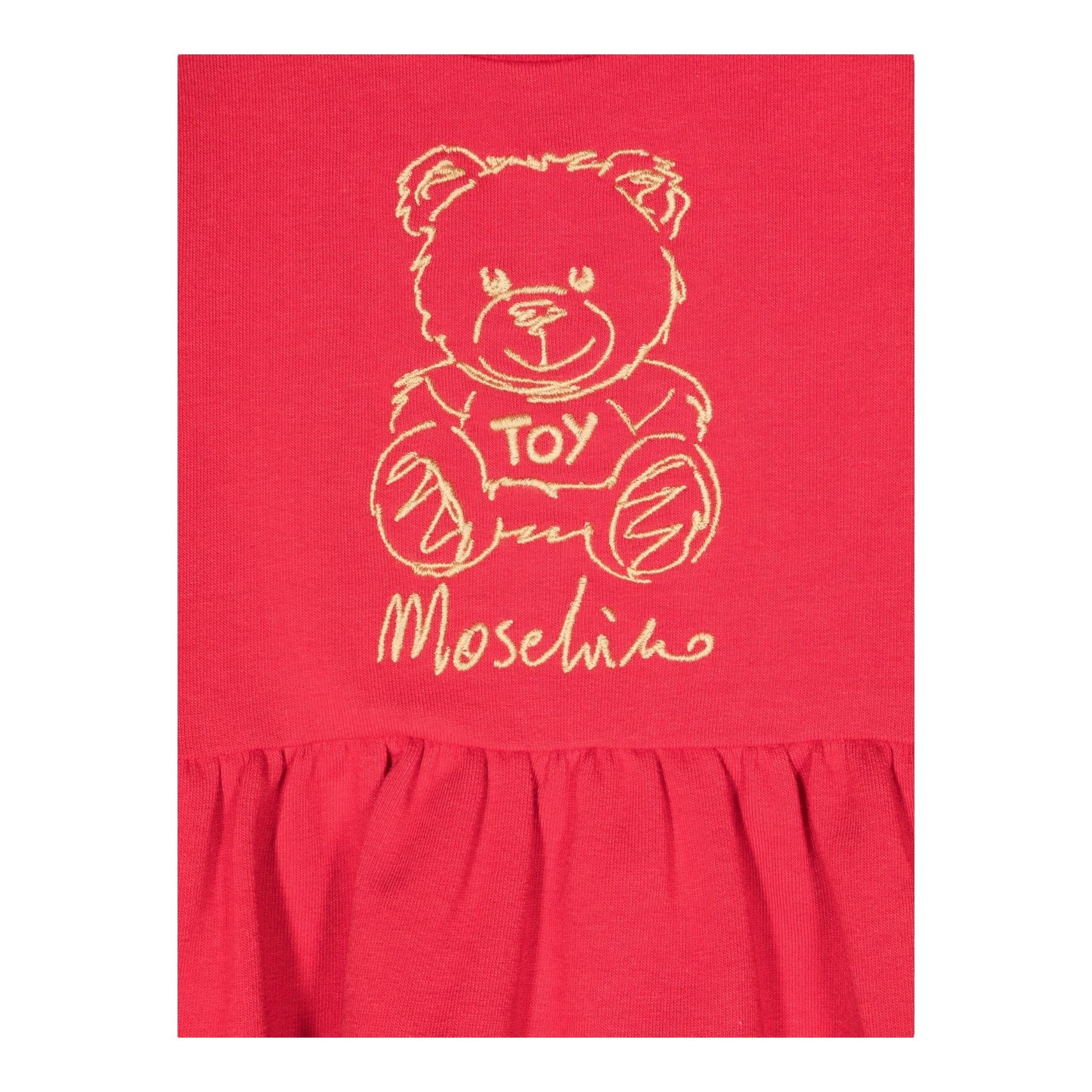 MOSCHINO abito girocollo manica lunga tinta unita Rosso per Bambina MDV0BQ ROSSO MOSCHINO 