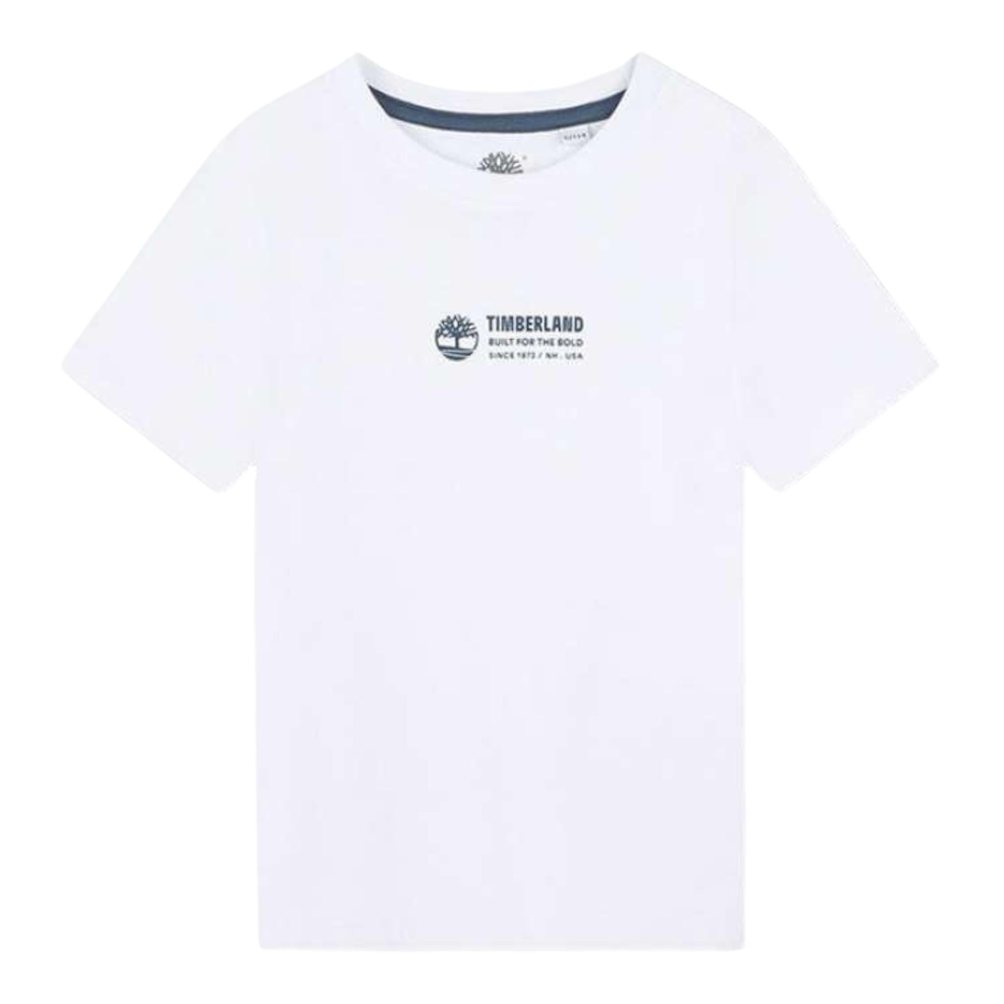 Timberland T-Shirt Girocollo Tinta Unita con Stampa per Bambino T60084 BIANCO TIMBERLAND 