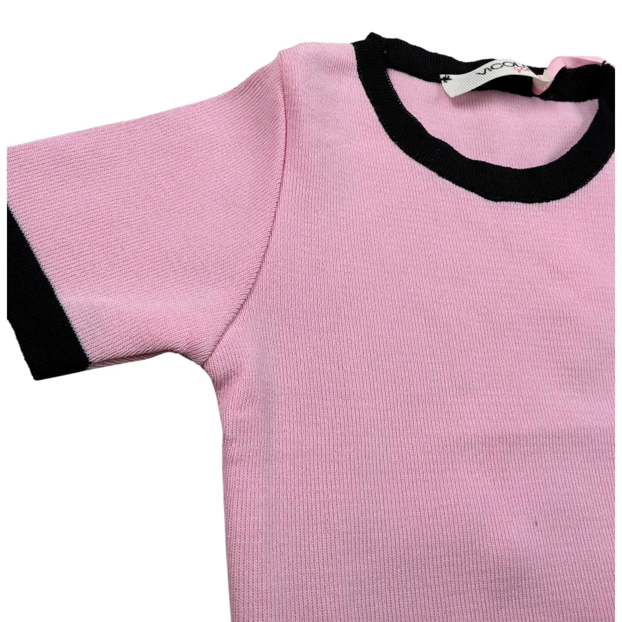 Vicolo T-Shirt Girocollo Tinta Unita con Profili In Contrasto per Neonata 3146W00301N ROSA VICOLO 
