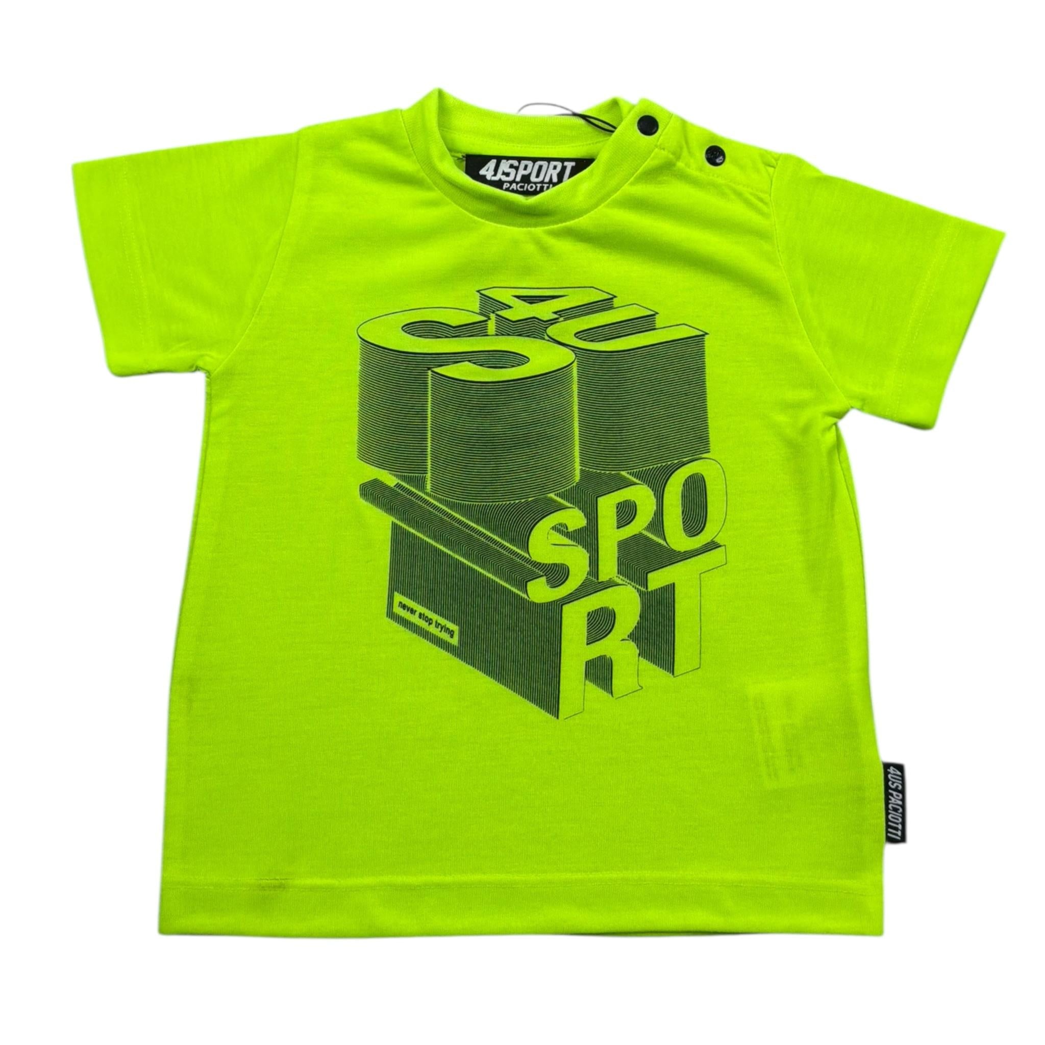 Cesare Paciotti T-Shirt Gitocollo Tinta Unita con Stampa per Neonato TSP1106B GIALLO FLUO CESARE PACIOTTI 