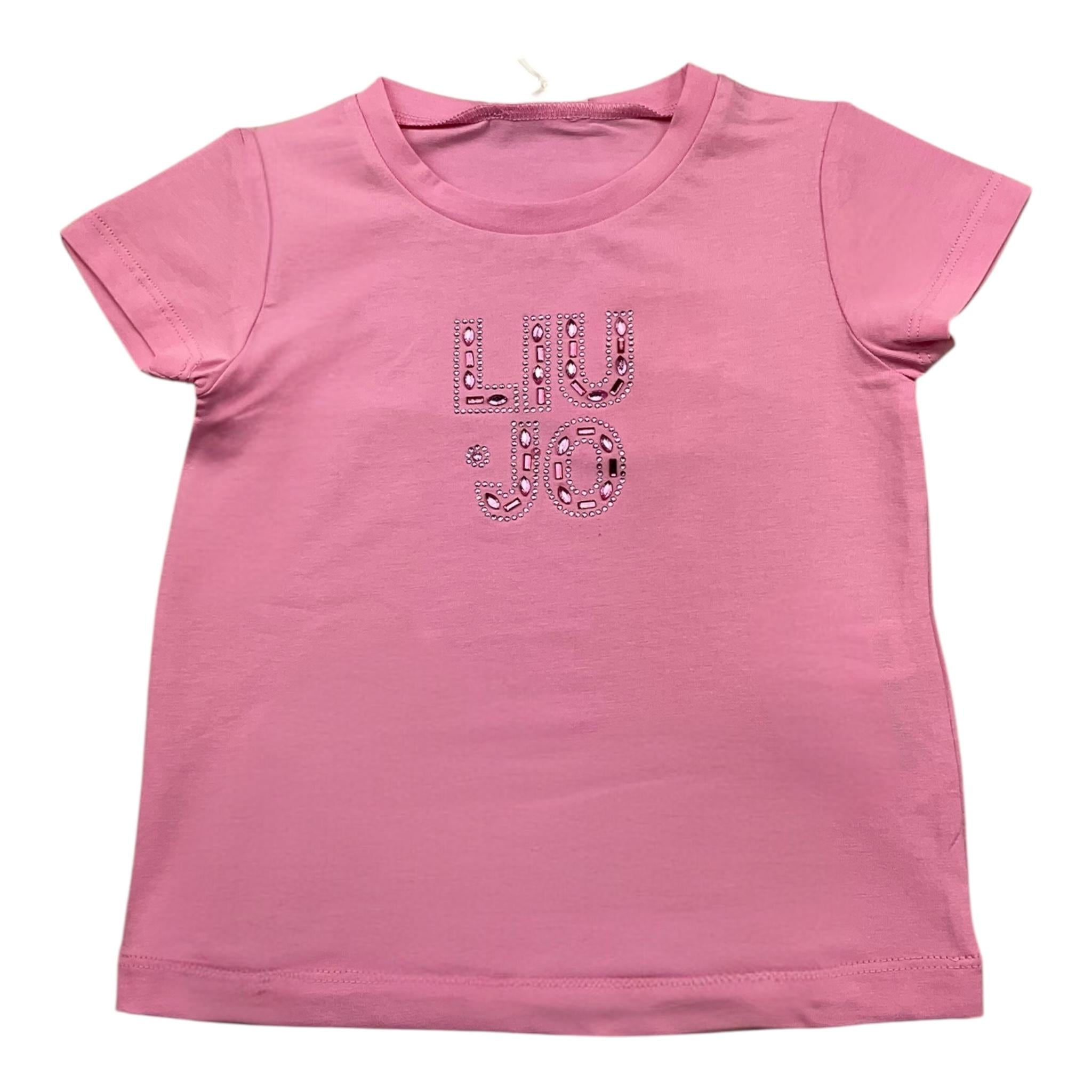 Liu Jo T-Shirt Girocollo Tinta Unita con Brillantini per Neonata KA5094 ROSA LIU JO 