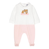 MOSCHINO tutina bicolore manica lunga con stampa orso Bianco/rosa per Neonata MUY06Z BIANCO/ROSA MOSCHINO 