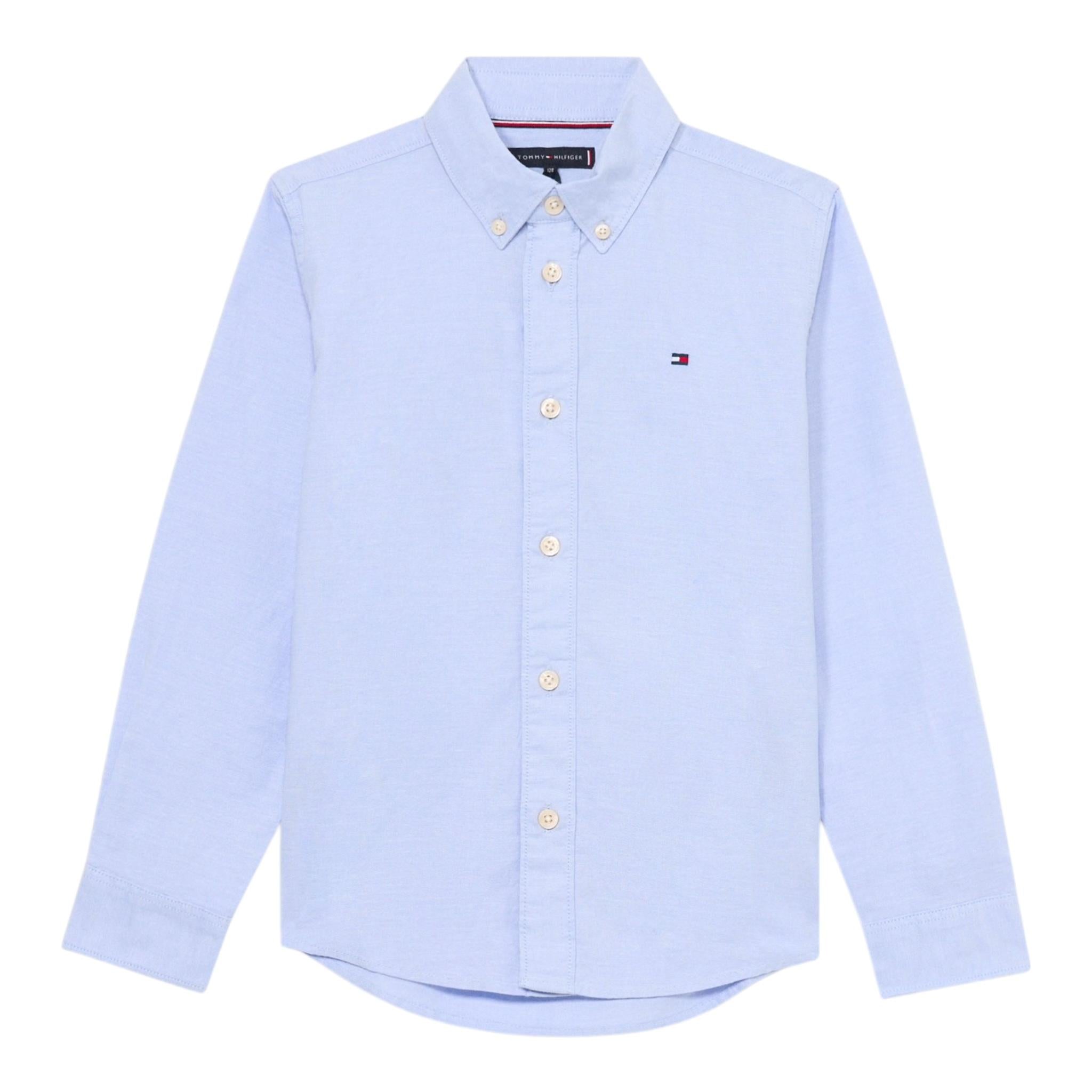 Tommy Hilfiger Camicia Manica Lunga Tinta Unita per Bambino KB0KB08728 AZZURRO TOMMY HILFIGER 