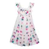 Chloe‘ schlichtes Kleid mit Muster und weißen Rüschen für Mädchen