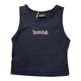 Disclaimer Einfarbiges Tanktop mit Rundhalsausschnitt und schwarzem Aufdruck für Mädchen