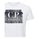 CP Company Einfarbiges Rundhals-T-Shirt mit weißem Logo-Print für Kinder