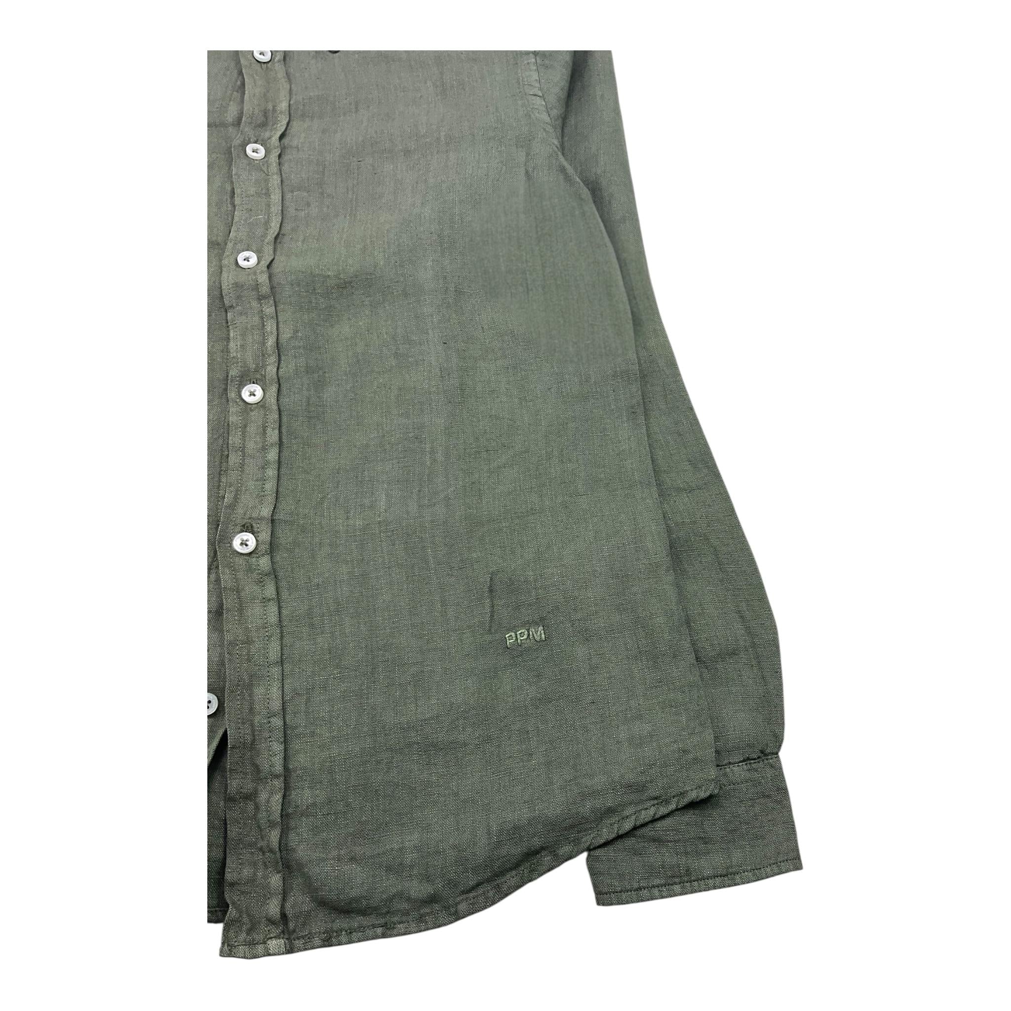 camicia manica lunga tinta unita PP40232 VERDE PAOLO PECORA 