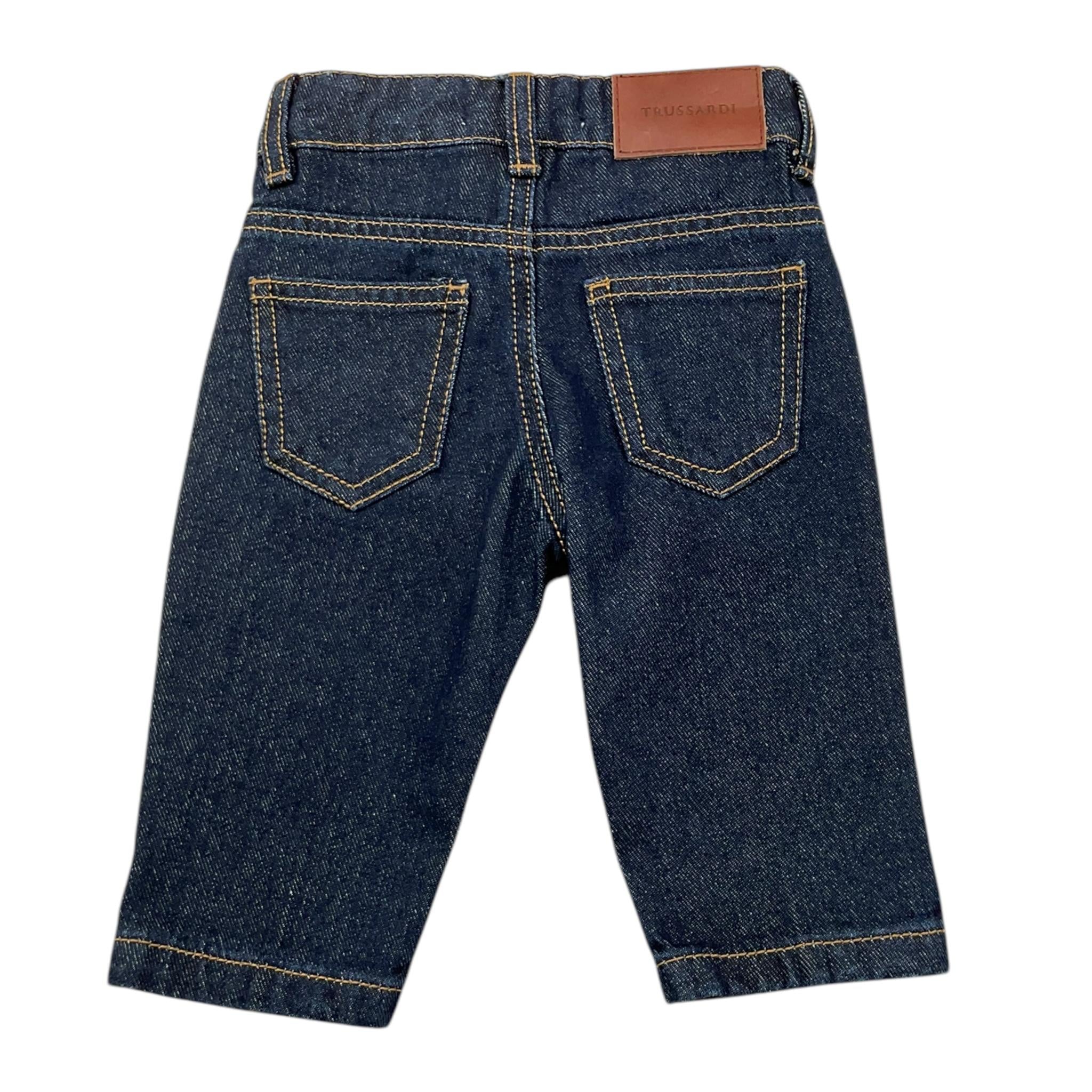 TRUSSARDI jeans tinta unita con girovita regolabile Blu per Neonato TIA25118JE BLU TRUSSARDI 