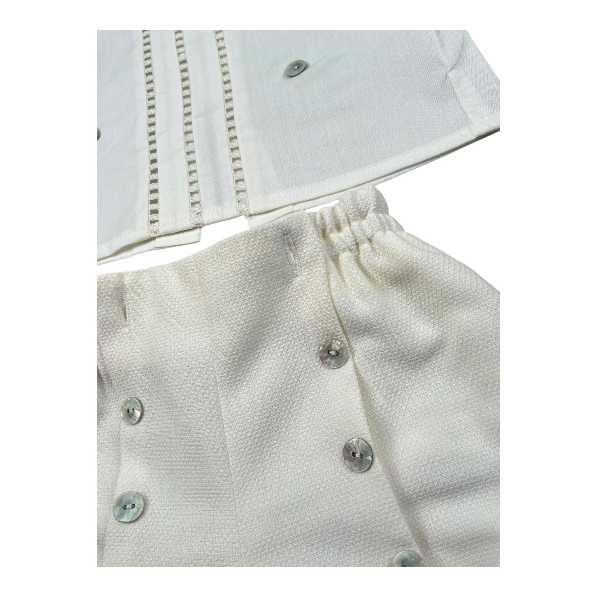 Granlei Completo 2 Pezzi Camicia-Coulotte per Neonato FKRKKR BIANCO GRANLEI 